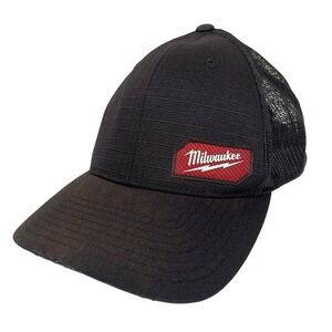 Milwaukee Gridiron Hat Black Baseball Cap Trucker Mesh Snapback Mens Power Tools